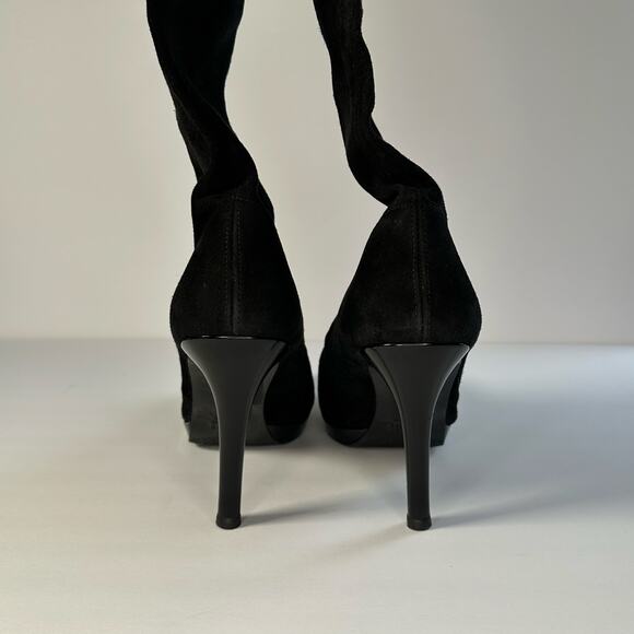 STUART WEITZMAN Black Stiletto Heel, Suede, Knee High Boots - Picture 3 of 13